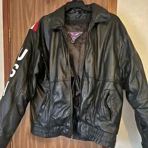 Mob Jacket Mob | Jackets & Coats | Vintage Euc Mob Usa Flag Leather Bomber Jacket ...